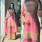 Generic Women's Silk Embroidered 3/4th Sleeve Round Kurti With Sharara Pant and Dupatta Set (Pink)