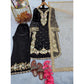 Generic Women's Silk Embroidered 3/4th Sleeve Round Readymade Kurti With Palazzo Pant and Dupatta Set (Black)