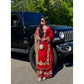 Generic Women's Silk Embroidered 3/4th Sleeve Round Readymade Kurti With Palazzo Pant and Dupatta Set (Red)