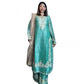 Generic Women's Silk Embroidered 3/4th Sleeve Round Readymade Kurti With Palazzo Pant and Dupatta Set (Sea Green)