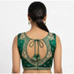 Generic Women's Silk Embroidered V-Neck Sleeveless Readymade Padded Blouse (Green, Size 38)