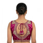 Generic Women's Silk Embroidered V-Neck Sleeveless Readymade Padded Blouse (Pink, Size 38)