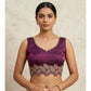 Generic Women's Silk Embroidered Sweetheart Neck Sleeveless Readymade Padded Blouse (Wine, Size 38)