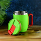 Supermom insulated mug with stainless steel interior and spill-proof lid