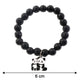 Diagram illustrating the dimensions of the black beaded stretch bracelet.