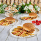 Package showing Freshee 25-pack compostable paper plates with clear eco-friendly branding.