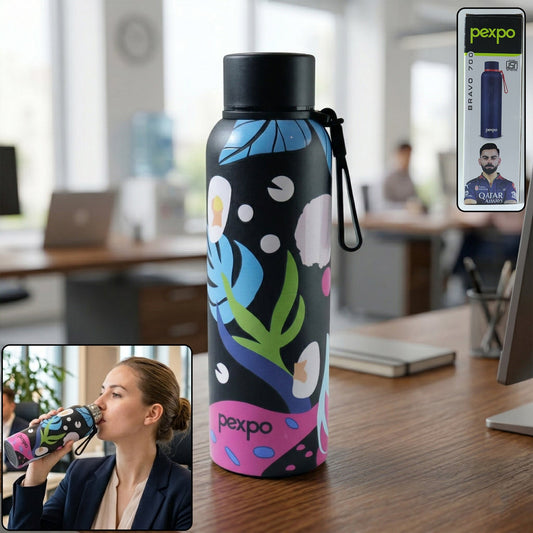 Printed stainless steel water bottle with leakproof lid for daily use