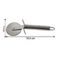 Pizza cutter showing safety finger guard on ergonomic handle