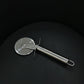 Detail of stainless steel pizza cutter with sharp blade