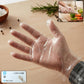 Disposable clear plastic gloves shown in a pack for kitchen and food handling