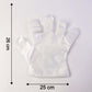 Size label of disposable clear plastic gloves pack