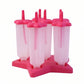 Frozen colorful popsicles made with BPA-free plastic ice cream molds on table