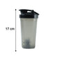 Size comparison showing dimensions of 500 ml gym shaker bottle