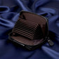 Back view of sleek black zip-around card holder wallet