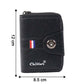 Size reference display for black zip-around card holder wallet