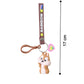 Kids cartoon animal silicone keychain with colorful rainbow strap for backpacks