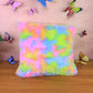 Rainbow cushion pillow showcasing soft, fluffy plush fabric