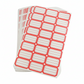 Close-up of red identification self-adhesive label stickers