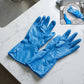 Large blue waterproof rubber cleaning gloves for household chores