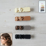 Elegant bow hair clip from 4-piece stylish snap clips set
