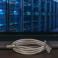 Close-up of RJ45 connector on high-speed Ethernet cable