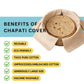 Foldable cotton roti cover cloth laid out flat showing size