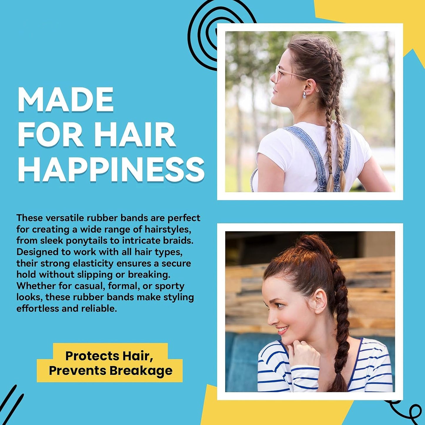 Small rubber bands designed for secure hair styling and braids
