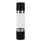 Clear acrylic chamber displaying salt and peppercorns inside grinder