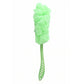 Ergonomically designed handle of the bath loofah brush for comfortable use.