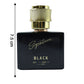 Close-up of signature black perfume spray bottle for daily use