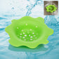 Flexible silicone sink strainer with flower shape design for kitchen and bathroom drains.