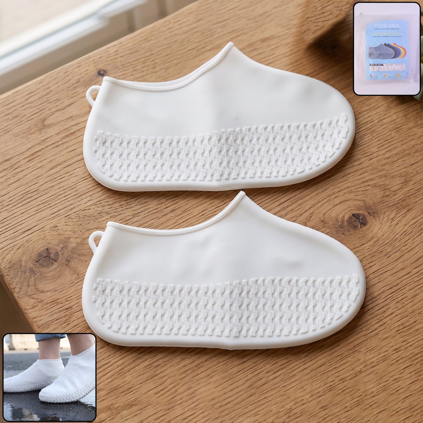 White waterproof silicone rain shoe cover for small shoes