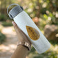 Side view of portable water bottle with phone holder