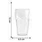 Size comparison of the transparent smoothie glass tumbler with 300ml capacity
