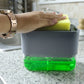 Space-efficient kitchen soap dispenser with sponge storage
