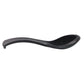 Black plastic soup spoon isolated on white background showing deep bowl