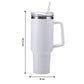 Modern white insulated travel tumbler with handle and straw lid