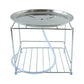 Stainless steel utensil rack with top tray and bottom shelf