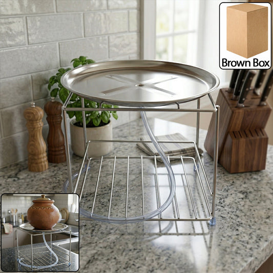 Stainless steel multipurpose kitchen utensils stand with dual-layer design