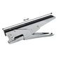 Metal plier stapler side view showing ergonomic grip
