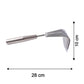 Size guide for garden rake showing compact length of 28 cm