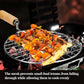 Top-down view of the round stainless steel Papad Jali Roaster mesh design.