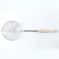 Stainless steel frying strainer with long handle for safe kitchen use