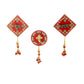 Close-up of intricate Shubh Labh and Ganesh bead-decorated wall hanging
