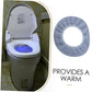 Hygienic toilet seat protector cover in bathroom setting