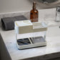 Multipurpose toothbrush holder set on bathroom countertop