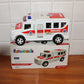 Close detail of realistic design on friction powered ambulance toy