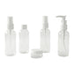 Travel bottle combo including pump, spray, and flip cap refillable containers