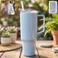 Large 1800ml insulated travel tumbler with handle and straw lid
