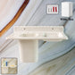 Wall mounted toothbrush holder with multi-compartment design for bathroom organization.